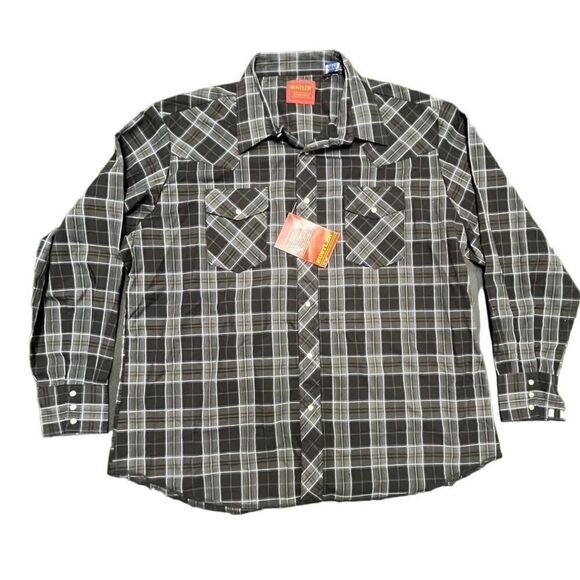 Rustler X-Long Tails Mens Size XXL Pearl Button Down Cowboy Western Shirt Plaid - Picture 1 of 9